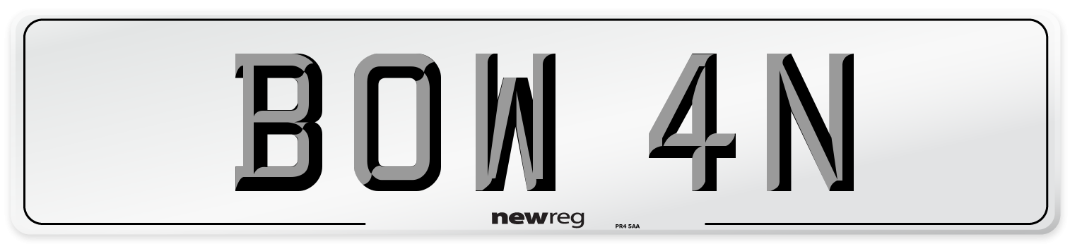 BOW 4N Number Plate from New Reg